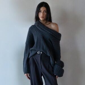 OAK + FORT Textured Knit Sweater